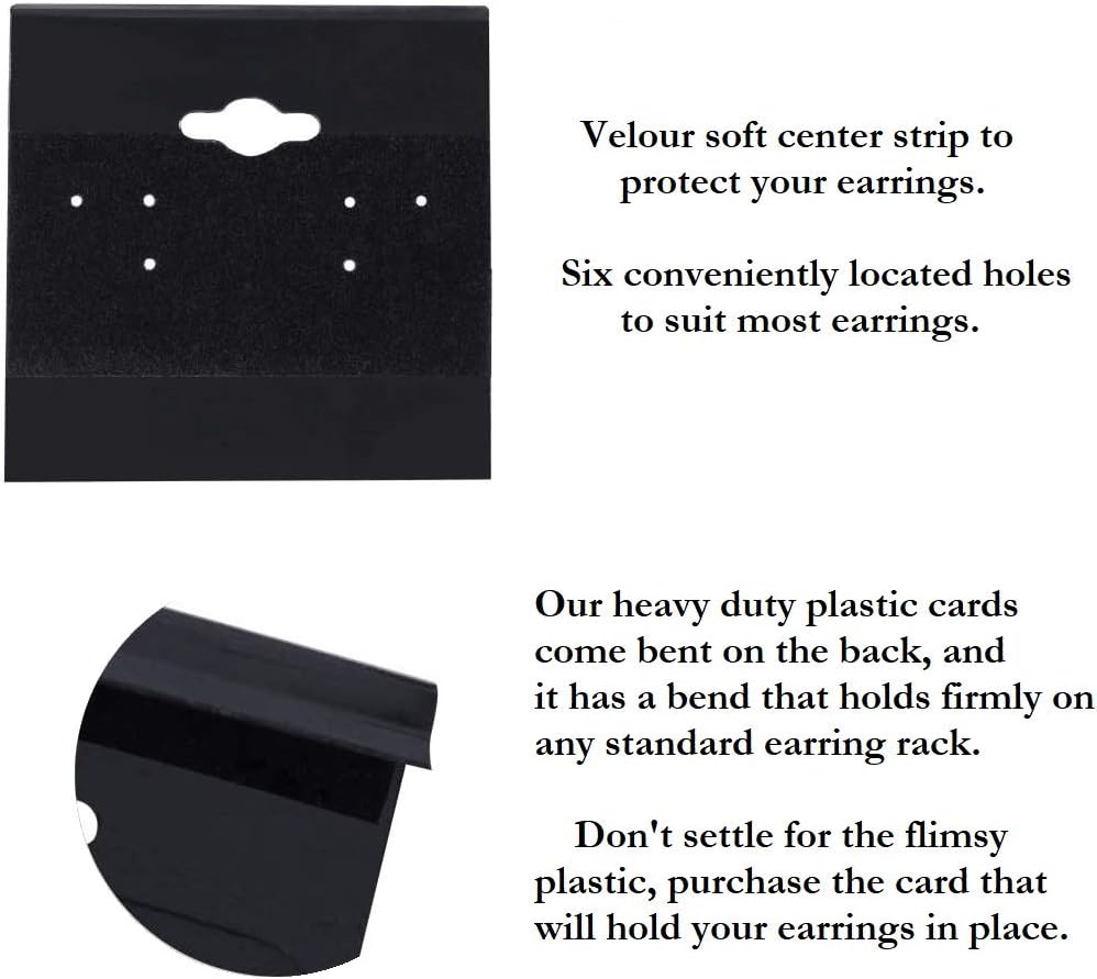 1 X Earring Display Hang Cards Black Flocked 2 X 2 Inch (100 Cards) image 4
