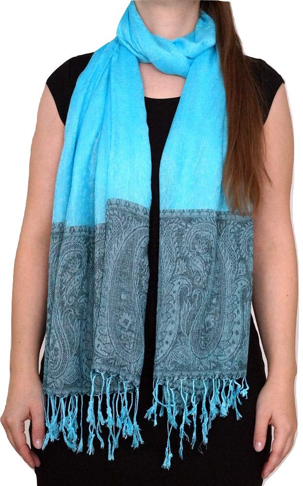 Handgewebter Kaschmir Schal in Türkis Farbe für Klassische Damen mit klassischen Outfits und geschmack - 75cm x 200cm