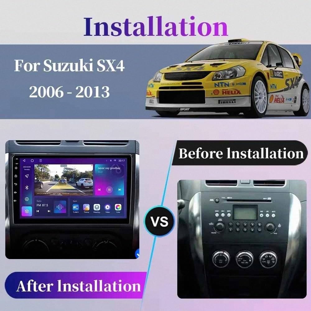 Autoradio Gps Navigazione Stereo 2 Din per Suzuki SX4 2006-2012 Wireless Carplay Android Auto Stereo Auto Bluetooth Ips con Pantalla Táctil con Gps, 8 Nucleo 6G+128G