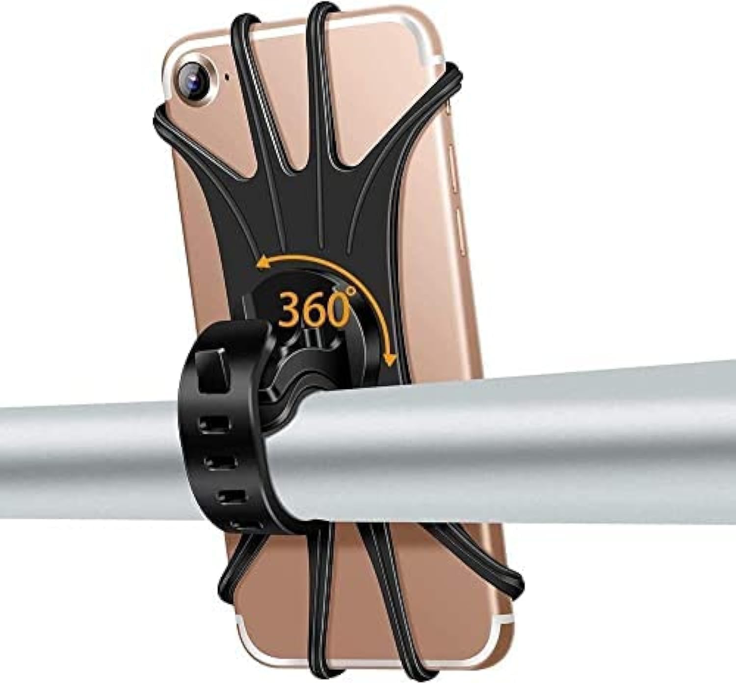 ECVV Bike Phone Mount, 360° Rotation Motorcycle Phone Mount, Anti Shake Silicone Bicycle Phone Holder, Universal Handlebar Holder for iPhone 11 Pro Max/X/XS MAX/XR/8/8 Plus, Samsung S20/S10/S10e