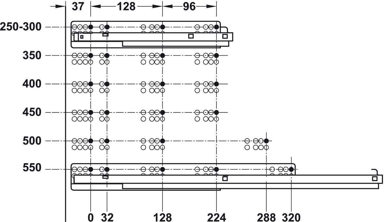 Gedotec Rails De Tiroir à Extension Complète 500 Mm - Matrix Runner UM A30 - Avec Amortissement Soft-closing