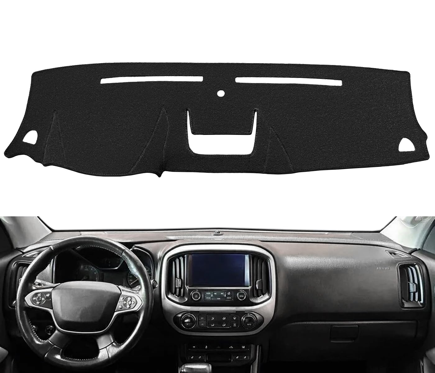 Dash Cover Mat Custom Fit for Chevy Chevrolet Colorado/GMC Canyon, Dashboard Cover Pad Carpet Protector Without Headup Display(Black) F172