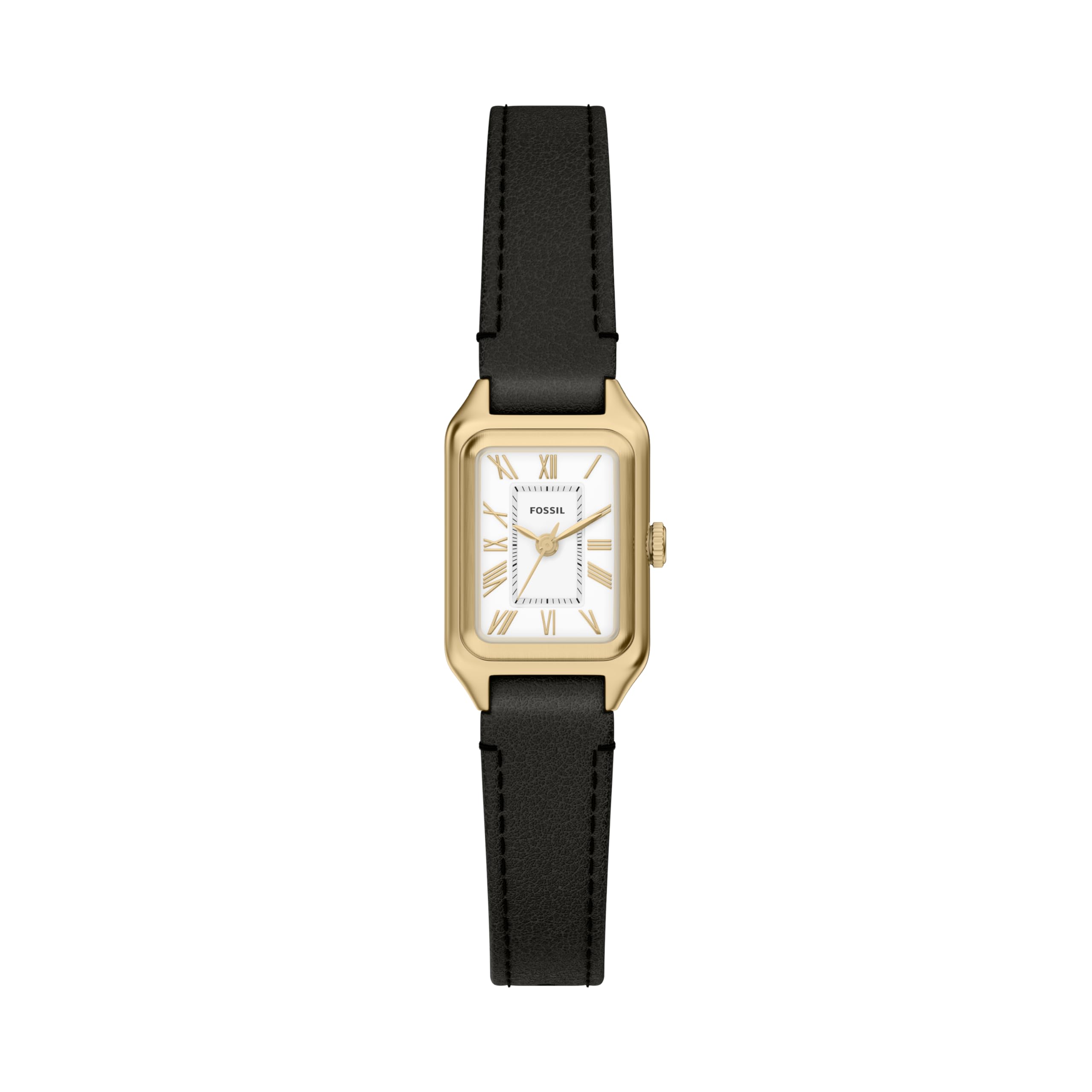 Fossil Women's Raquel Mini Three-hand Black Leather