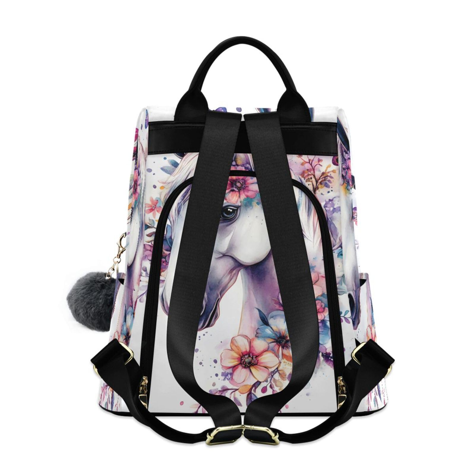 Horse Butterfly Flower Backpack for Women Anti Theft Large Fashion Travel Shoulder Bag Purse Rucksack Lightweight