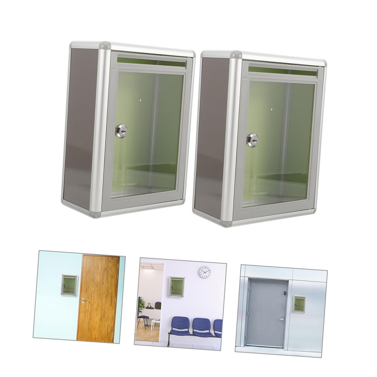 Buzón de Pared con Cerradura Transparente de Aluminio, 2 Unidades | Acrílico, Superficie Lisa, para Oficina y Exterior, Formato Compacto, Incluye Cierre de Seguridad