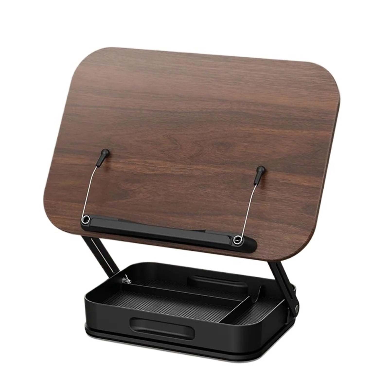 Atril Para Libros Soporte de libro ángulo altura ajustable for soporte lectura Base giratoria Clips página elásticos elevador escritorio plegable(Brown)