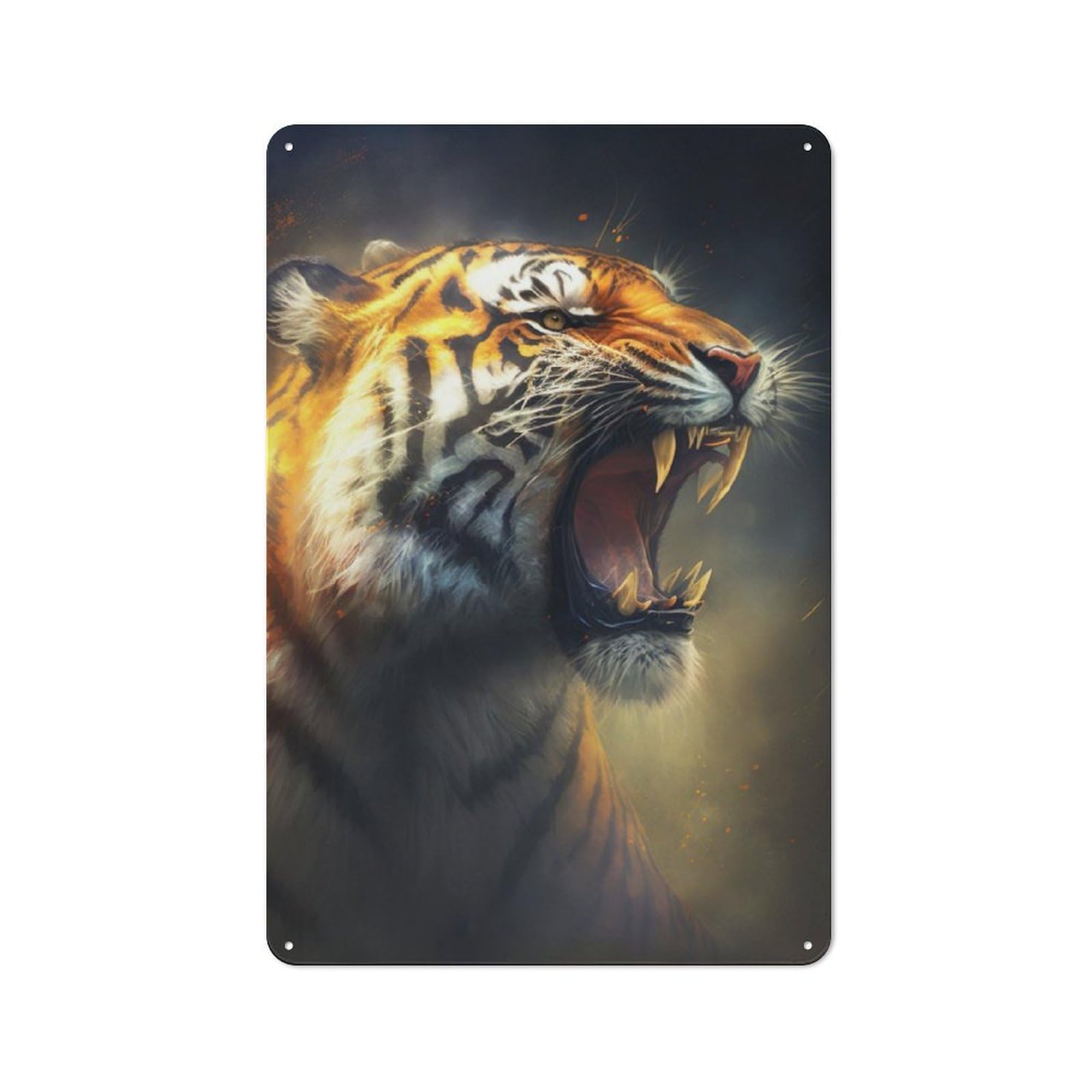 Junmoney Roaring Tiger Retro Metal Plaque 30X20cm For Garage Or Workshop, Housewarming Wall Decor For People Furnishing Garage And Workshop