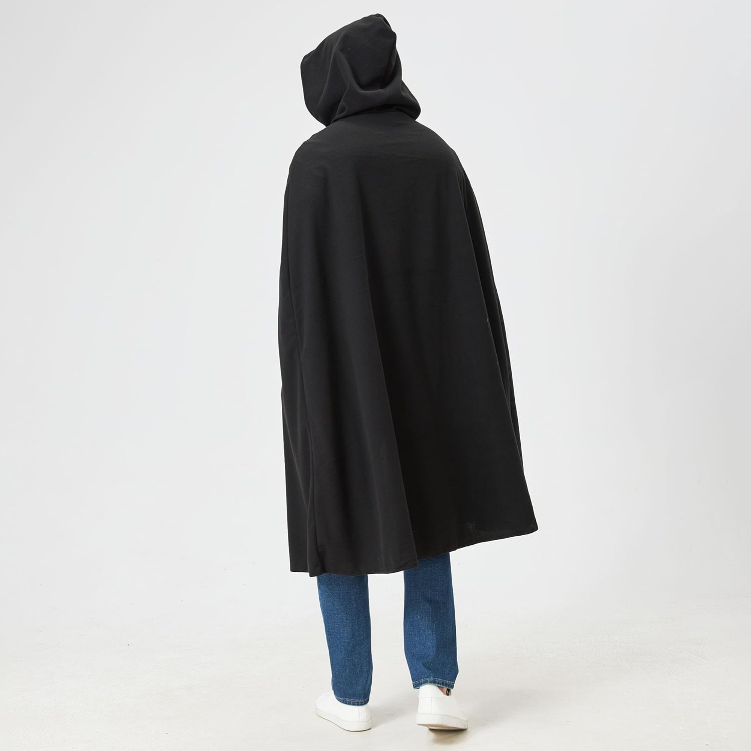 Medieval Cloak Renaissance Cloak with Hood Vintage Adult Cape Cosplay Robe Halloween Costume (Black) - Image 6