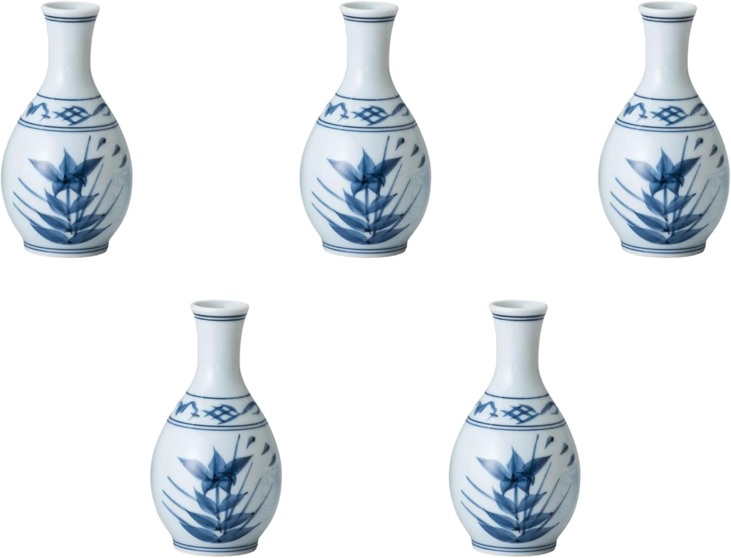 ビンテージ徳利2個セット 木箱付 九谷焼 青粒鉄仙文 徳利2本 木箱付き