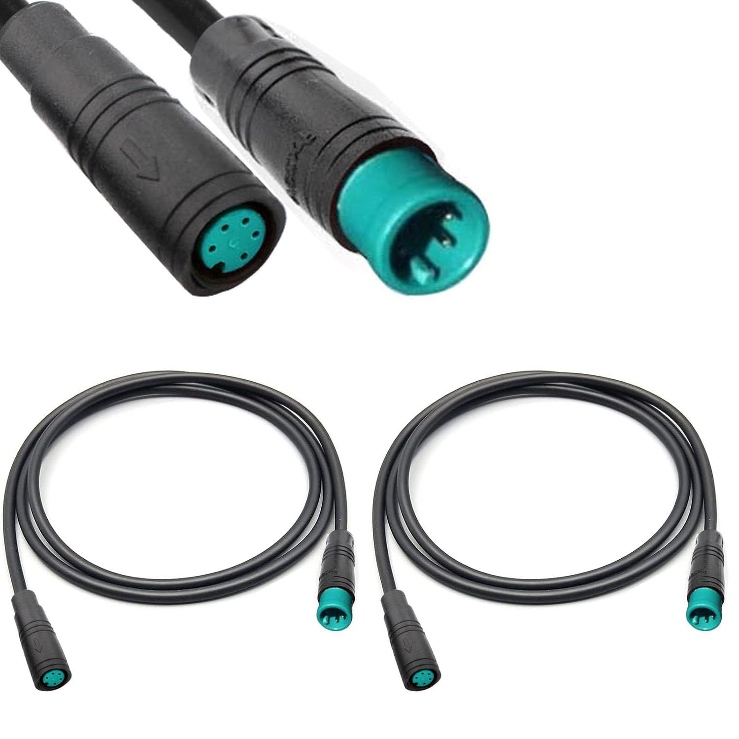 RUNCCI-YUN ebike 5-pinowy przedłużacz 5-pinowy kabel męski elektryczny do roweru elektrycznego 5-pinowe wodoodporne złącze do oświetlenia / gazu / hamulca elektrycznego - 80 cm