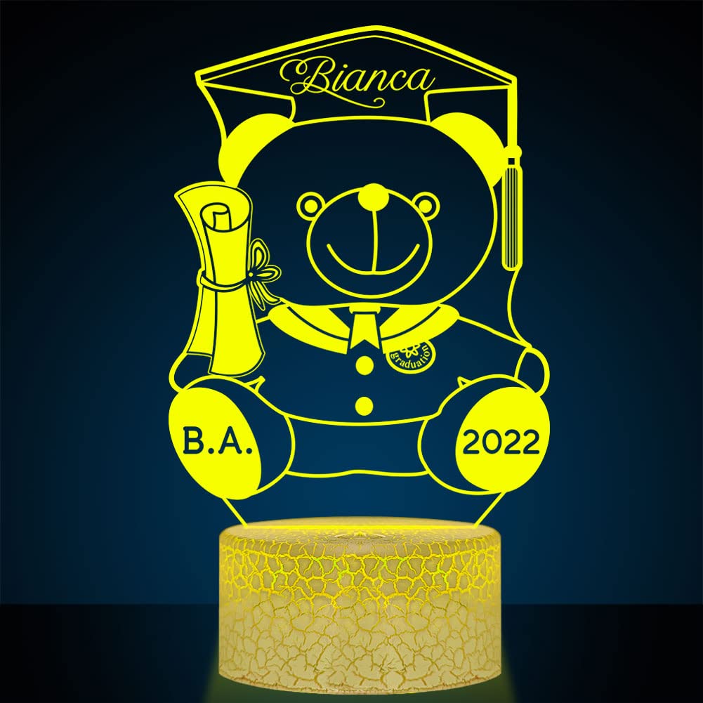 BayTec Personalised Graduation Light, Custom Name Graduate Gifts for Him, Her, Girls, Boys, Kids, Senior | Junior High School College Class of 2026, LED Night Light | Lamp - Bear โ image 1