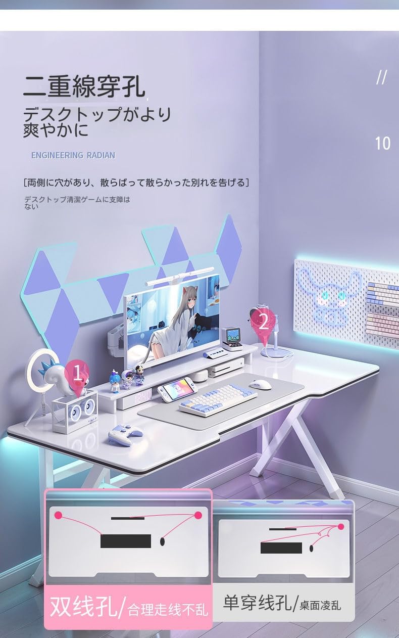 Amazon.co.jp: ゲーミングデスク幅80cm 100cm 120cm 140cm*奥行