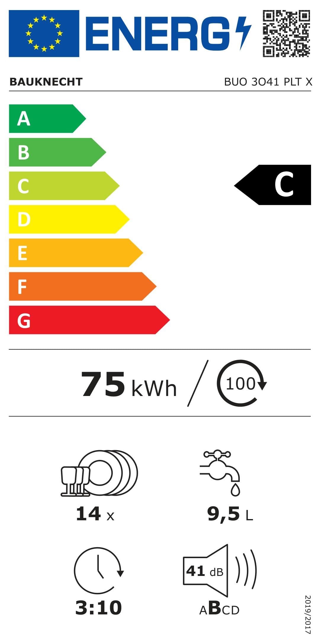 Bauknecht BUO 3O41 PLT X Unterbau-Geschirrspüler 60 cm 14 Maßgedecke PowerClean ActiveDry