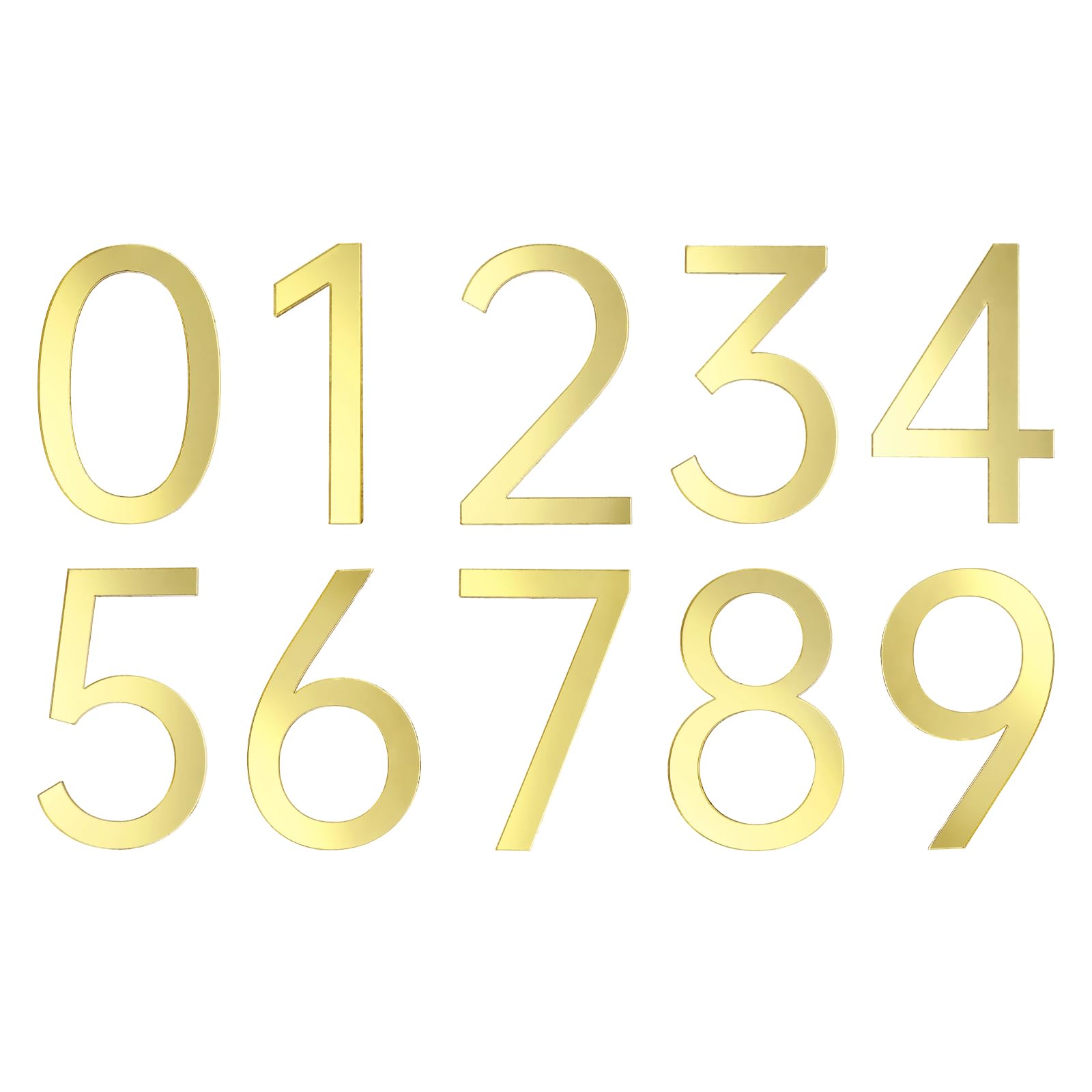 sourcing map 10Pcs 2.7 Inch House Numbers 0-9, Acrylic Self-adhesive Mailbox Door Stickers, Outdoor Address Signs for Office Hotel Apartments, Garden, Glossy Gold