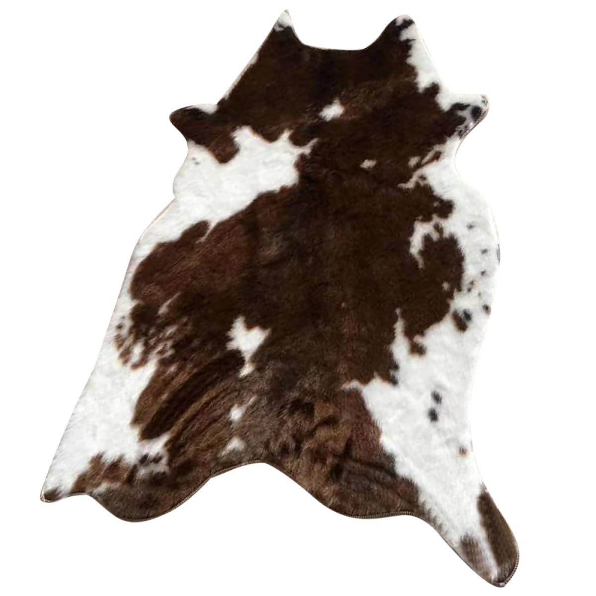 Tapis imitation peau de vache 110x84 cm peluche blanche et marron