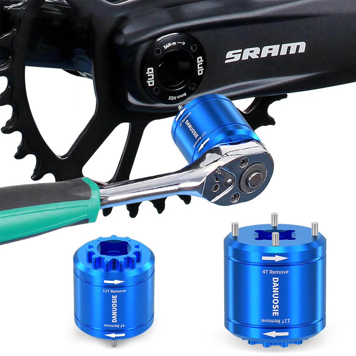2 in 1 Crank Arm Cap Removal Installation Tool, Crank Adjusting Cap Tool for SRAM Dub, Shimano XTR M9100 Crank Arm Dub Cap, Bicycle Crank arm Bolt Tool, Bike Crank Extractor