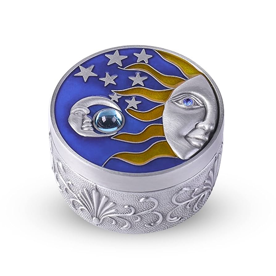 Amazon.com: Round Jewelry Box, Vintage Star Moon Pattern