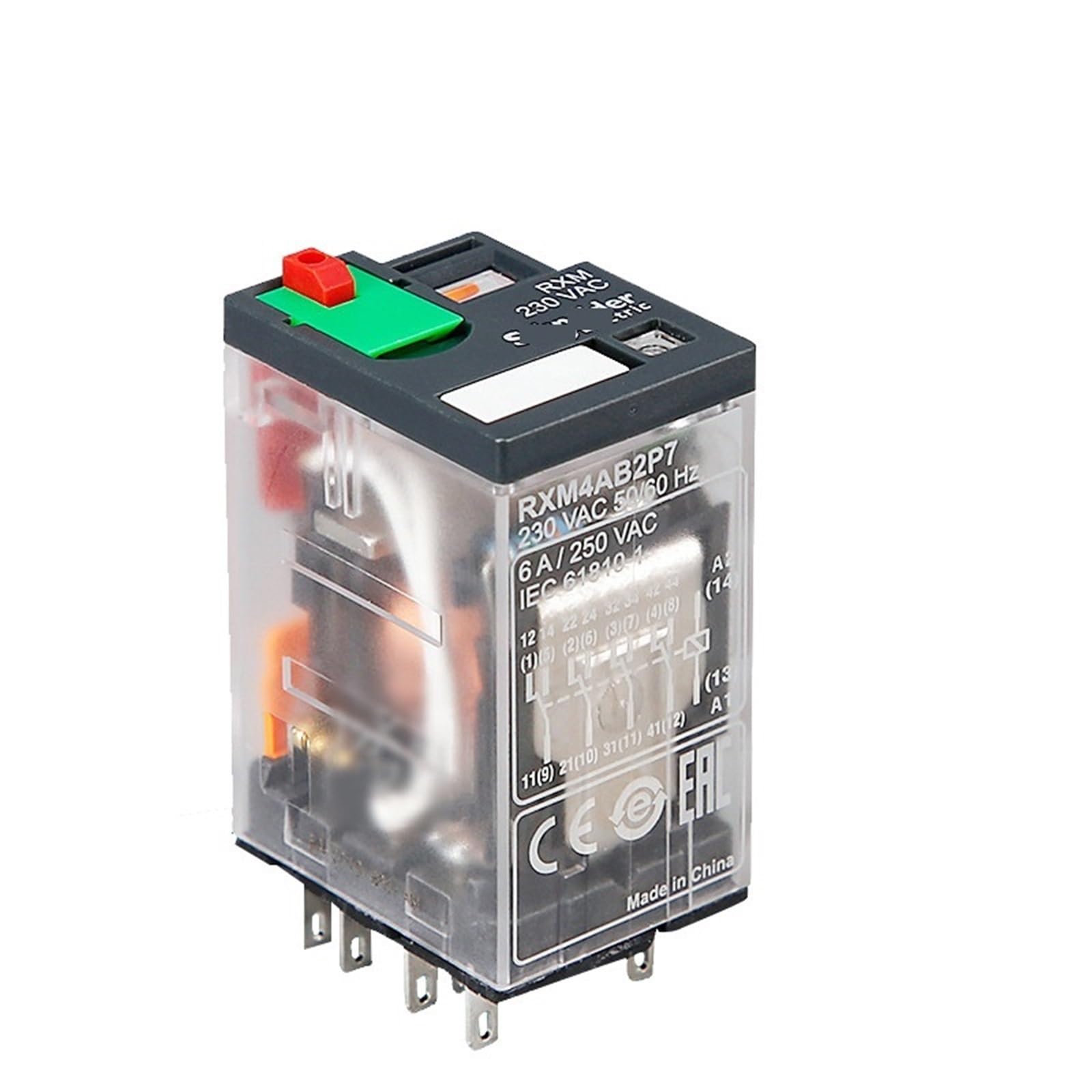 MOBYAT Relés enchufables en Miniatura RXM eléctricos con LED RXM4A 4CO 6A 12 VDC-110 VDC 24 VAC-230 Vac electromagnéticos 5 uds (Size : RXM4AB2P7 230AC)