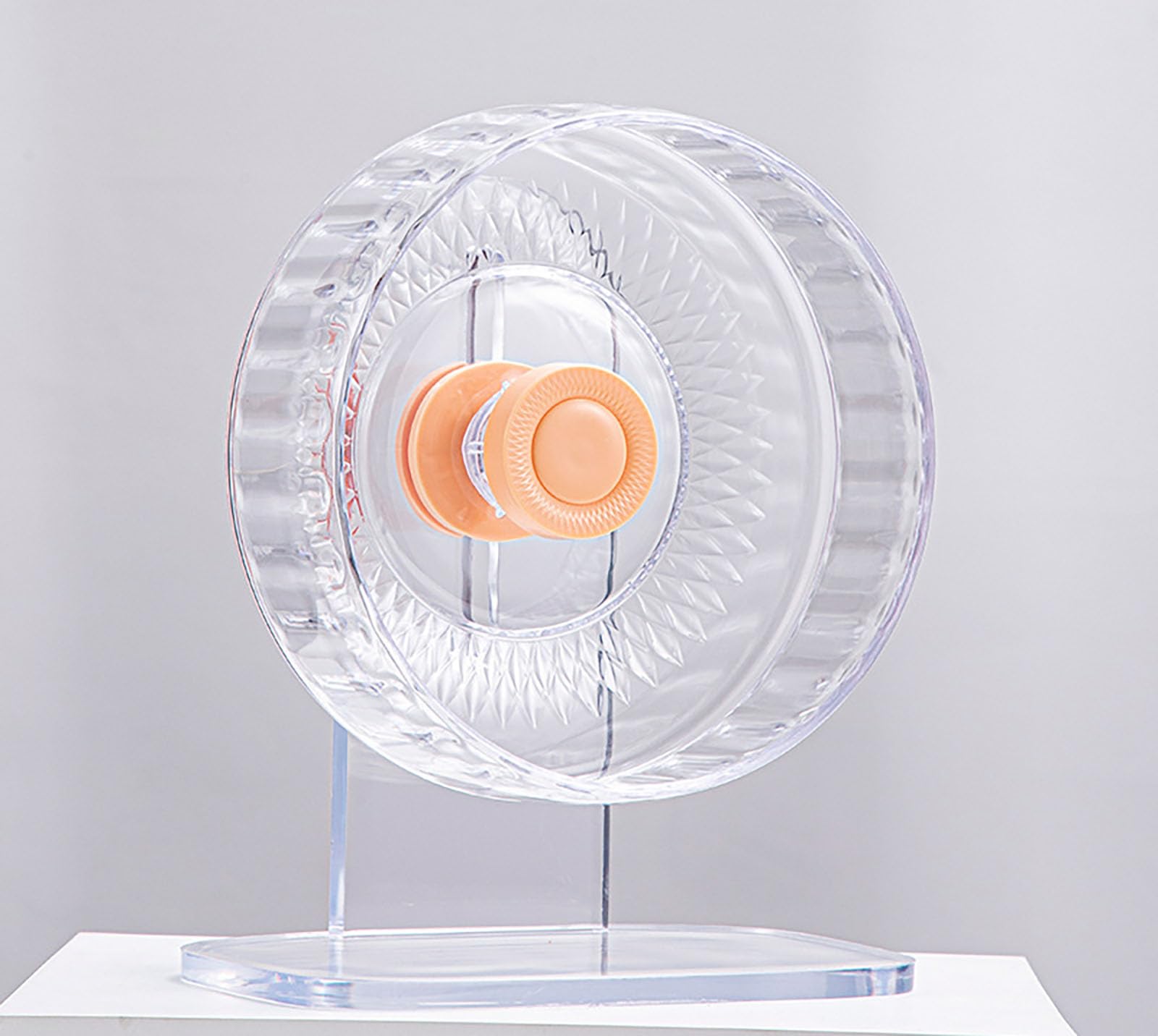 Rueda de ejercicio para hámster, rueda transparente ultra silenciosa de 23 cm con base extraíble, rodamientos silenciosos, accesorios para jaula de mascotas pequeñas, juego de 2 piezas