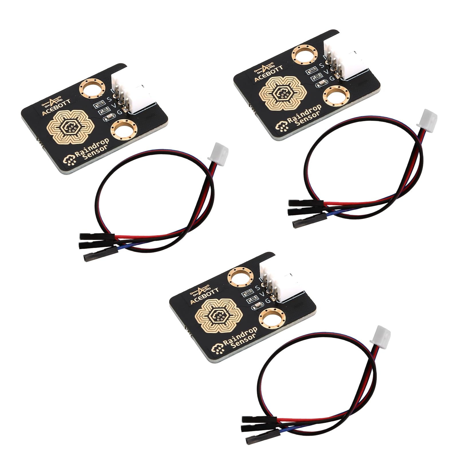3Pcs Rain Drops Sensor Wired Rainwater Module Smart Raindrop Detection Sensor Weather Moisture Monitor Sensor 3.3V-5V for ESP32, Arduino
