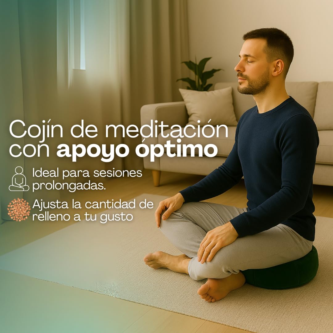 Original ® Zafu Meditazione Albero della Vita 18 cm x 30 cm 100% cotone - Imbottitura a conchiglia Grano saraceno - Cuscino meditazione Yoga - Tacos Yoga - Milfundess (Verde, 18cm)