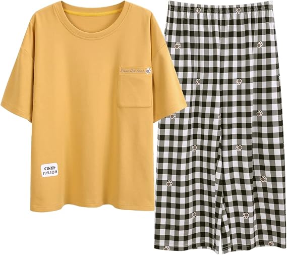 Amazon Co Jp Idohemo パジャマ レディース 部屋着 ルームウェア 服 綿100 カットソー 半袖 シャツ メンズ 上下セット 吸汗 速乾 通気 肌に優しい 春 夏 秋 M L Xl ファッション