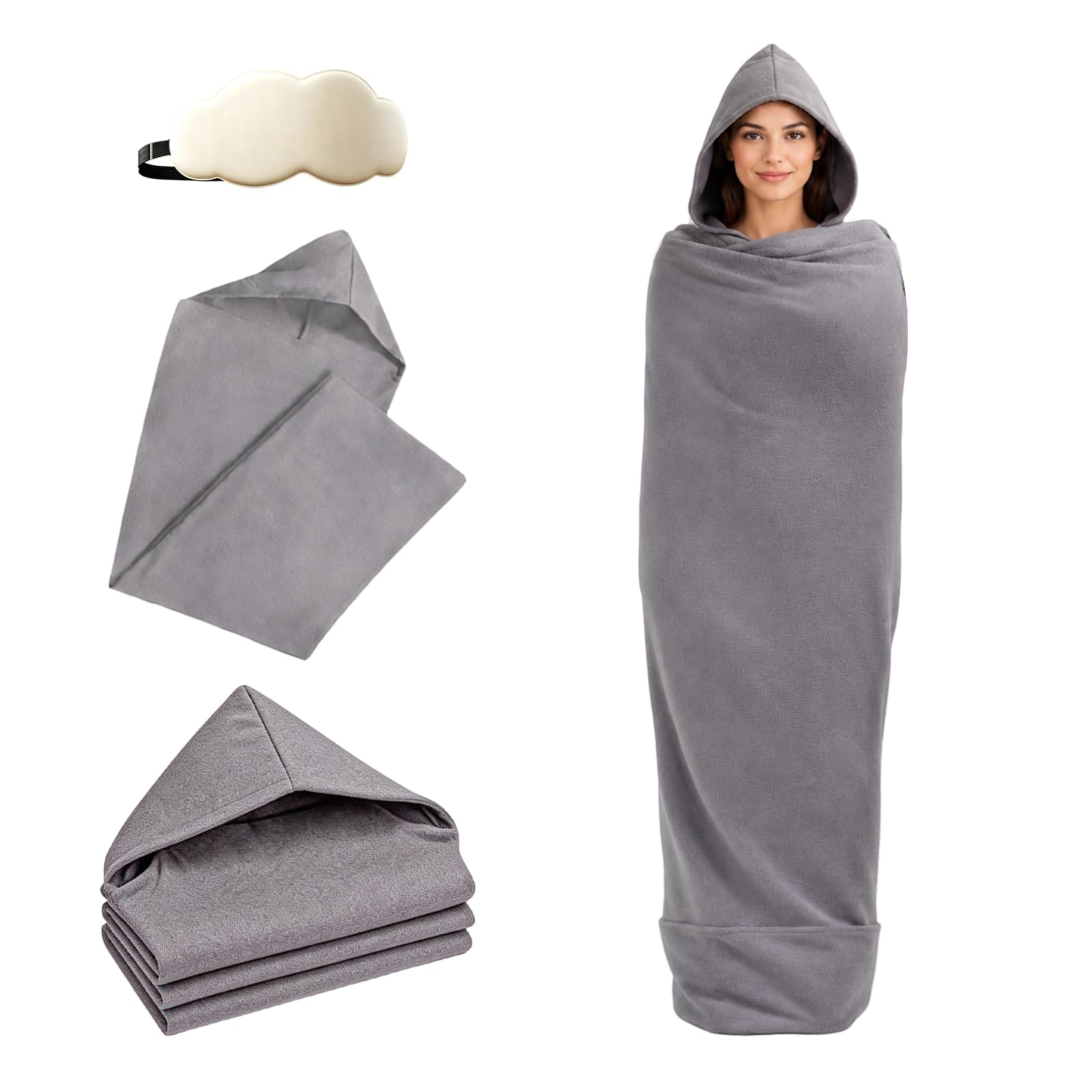 Sleep Pod, Wearable Sleeping Bag Adult 2026, Lightweight Breathable Stretch Fabric Snug in Warmth Wearable Blanket Hoodie Washable Portable for Travel and Home Camping Hoodie — image 1