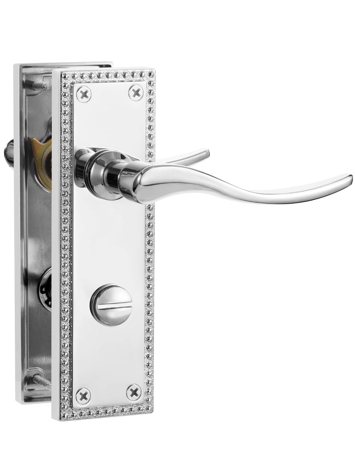 SORWDUERM 1 Pair Victorian Scroll Polished Chorme Internal Door Handles,Short Bathroom Lever Set for Interior Wooden Doors,Fits Standard UK Door,Zinc Alloy