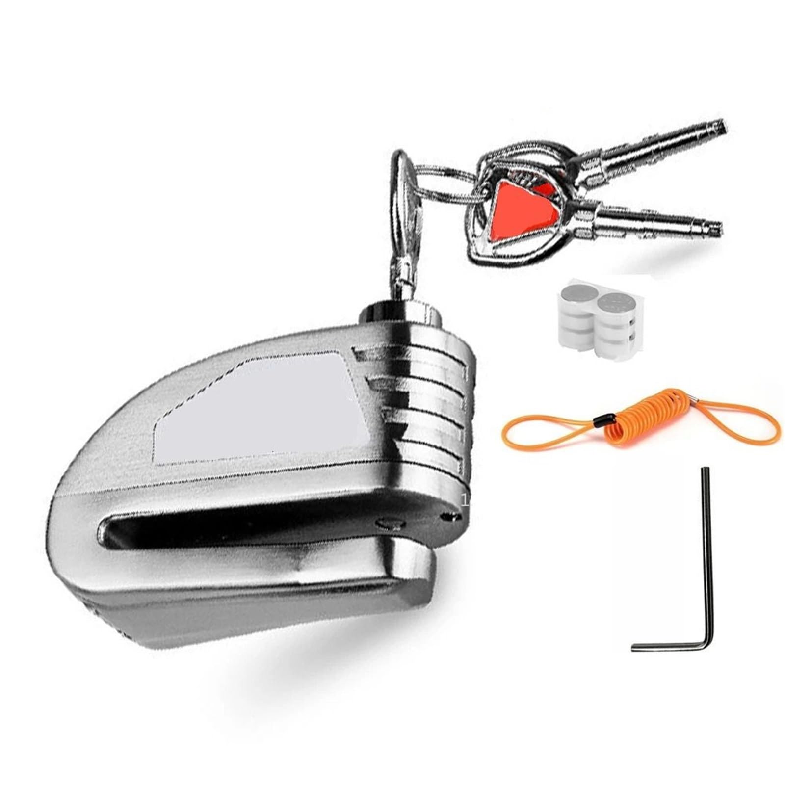 Motorcycle Handlebar Lock Disc Brake Lock Motorcycle Alarm Anti-Theft 130db with Reminder Cable Scooter Bike Rotor Locks Motorbike Lock Security(DX19s-Silver)