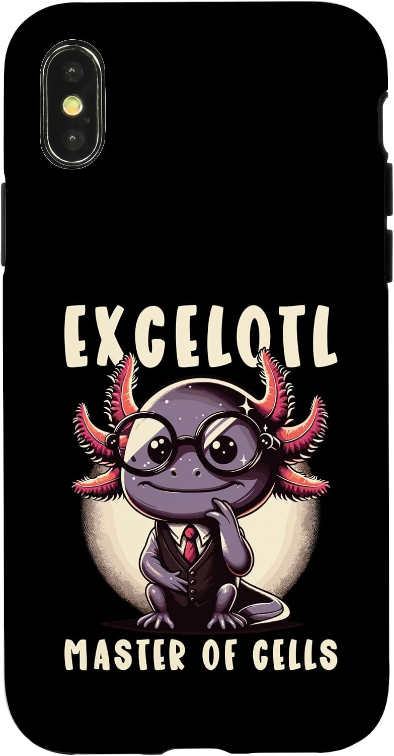 Geeky Excelotl Funny Spreadsheet Axolotl Nerd Office Case for iPhone X/XS