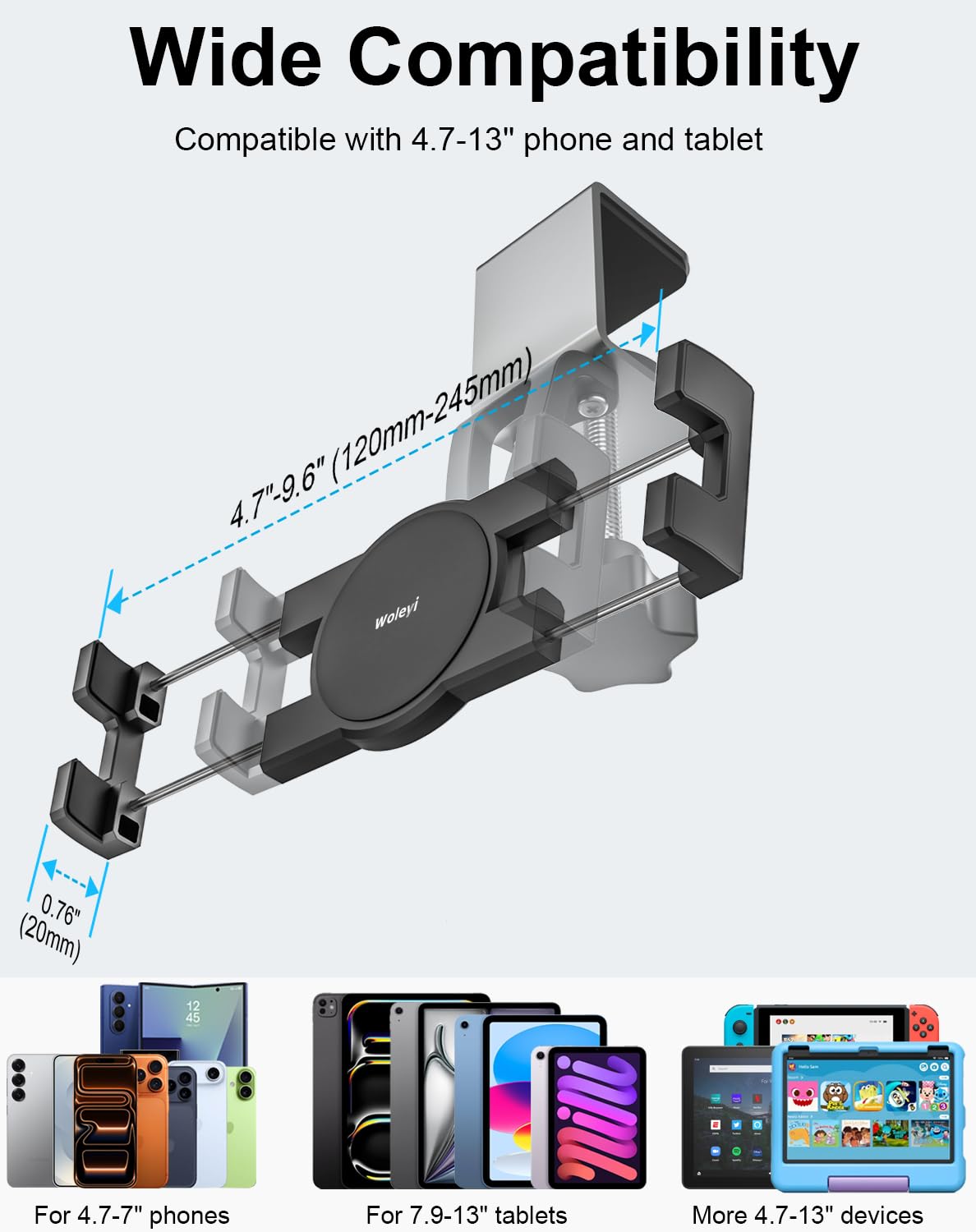 Tablet Stand Holder For Desk, Under Cabinet, Shelf, Table, Board, Counter - [Metal Arm] Kitchen IPad Cabinet Clamp Compatible With IPad Pro/Air/Mini - View #5