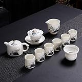 Matériau : céramique Service à thé et tasses à thé pour adultes - Service à thé chinois en céramique - Service à thé Gaiwan - Service à thé en porcelaine - Ensemble de tasses à thé (???????????????