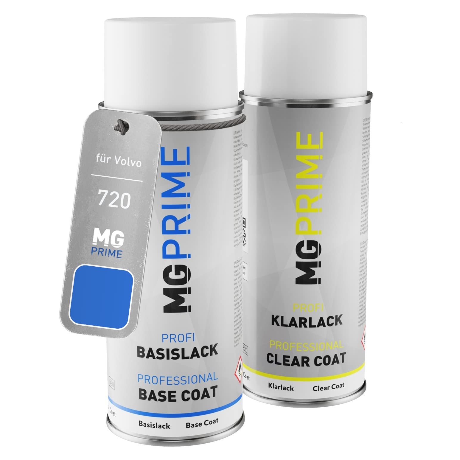 MG PRIME Car paint Spray can set for Volvo 720 Bursting Blue Metallic/Bursting Blau Metallic Base coat clear coat spray can 400ml
