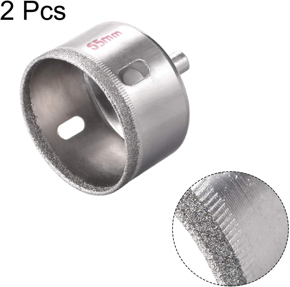 uxcell 55mm Diamond Drill Bits Hole Saws for Glass Tile Porcelain Marble Ceramic Bottles Pots Brick Pack of 2