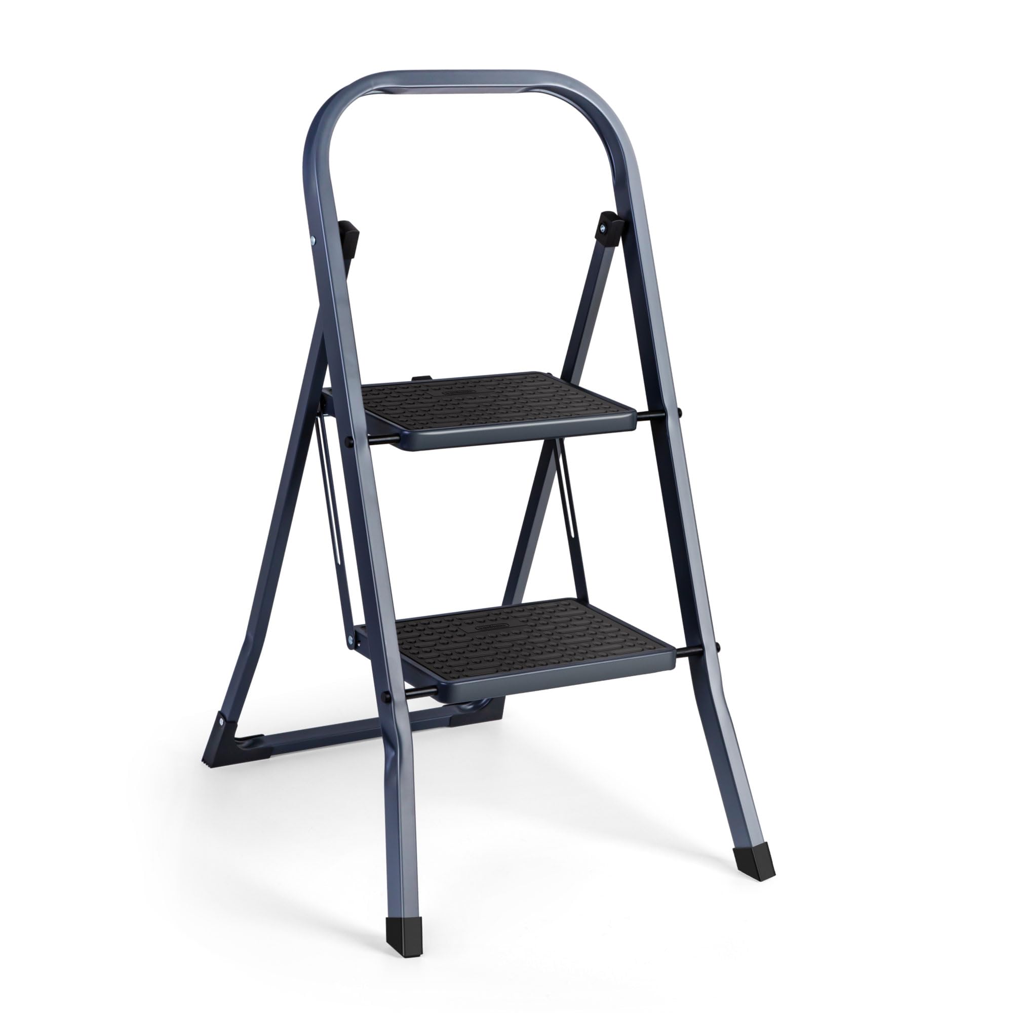 Vonhaus Grey 2 Step Ladder – Premium Quality Folding Step Ladder For Diy And Gardening - Anti Slip Feet, Easy To Store Ladder, 150Kg Max Capacity - Durable Steel