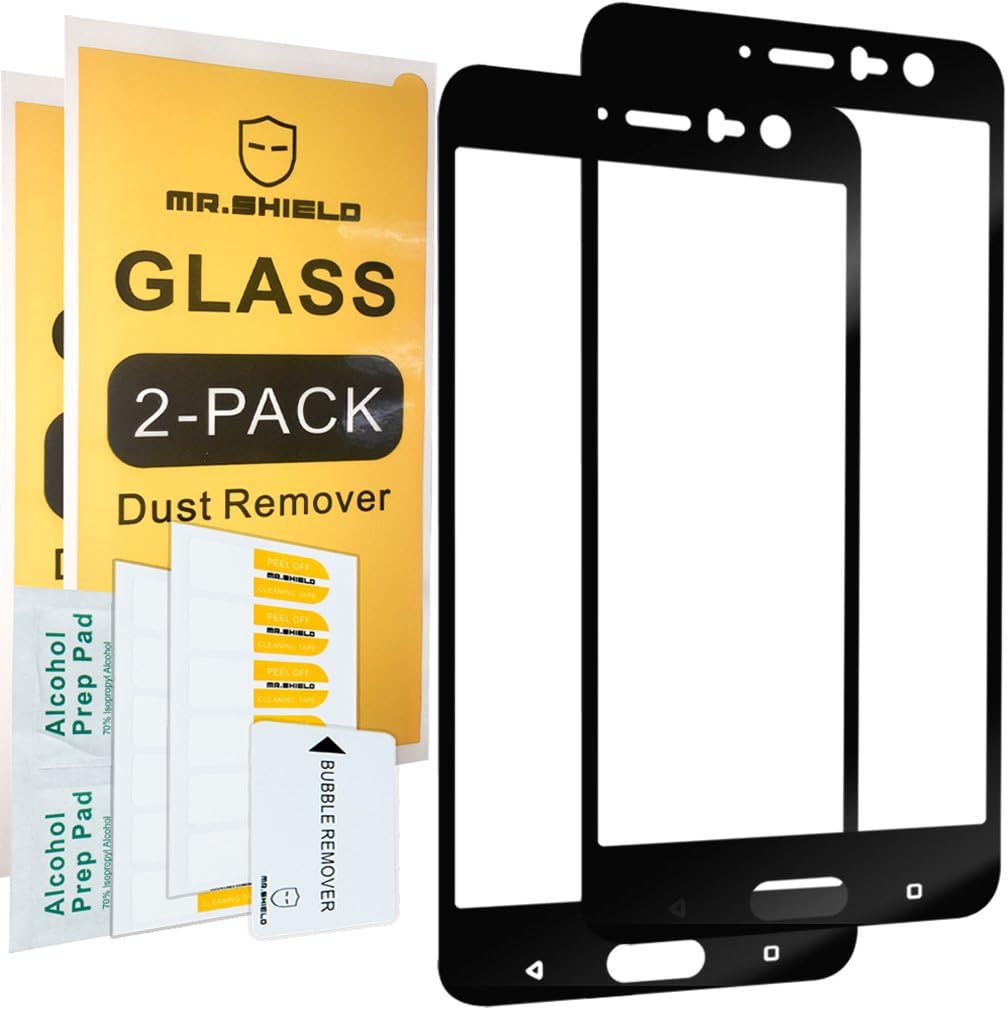Mr.Shield [2-PACK] Designed For HTC U11 [Tempered Glass] [Full Cover] [Black] Screen Protector with Lifetime Replacement