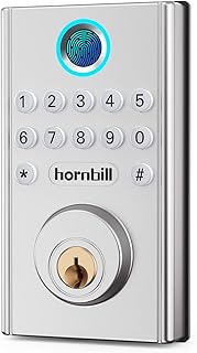 Hornbill Electronic Keypad Lock, Keyless Entry Deadbolt Lock, Fingerprint Digital Front Door Lock, Keypad Deadbolt Auto Lock, Easy to Install No Need to Drill, Suitable for Home Office Apartment