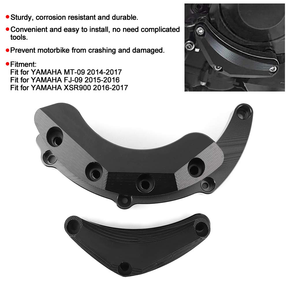 obudowa silnika motocykla Saver Crash Pad rama suwaki Protector pasuje do silnika motocykla Case Saver dla Mt-09 Fj 09 Xsr900 (Black)