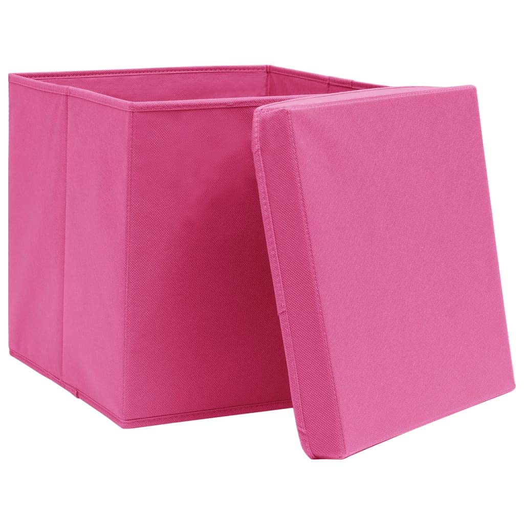 Scatole portaoggetti con coperchio, in tessuto non tessuto, 28 x 28 x 28 cm, pieghevoli, impilabili, salvaspazio, per armadio, scaffale, cassetto, ufficio, cucina, bagno, sistema di