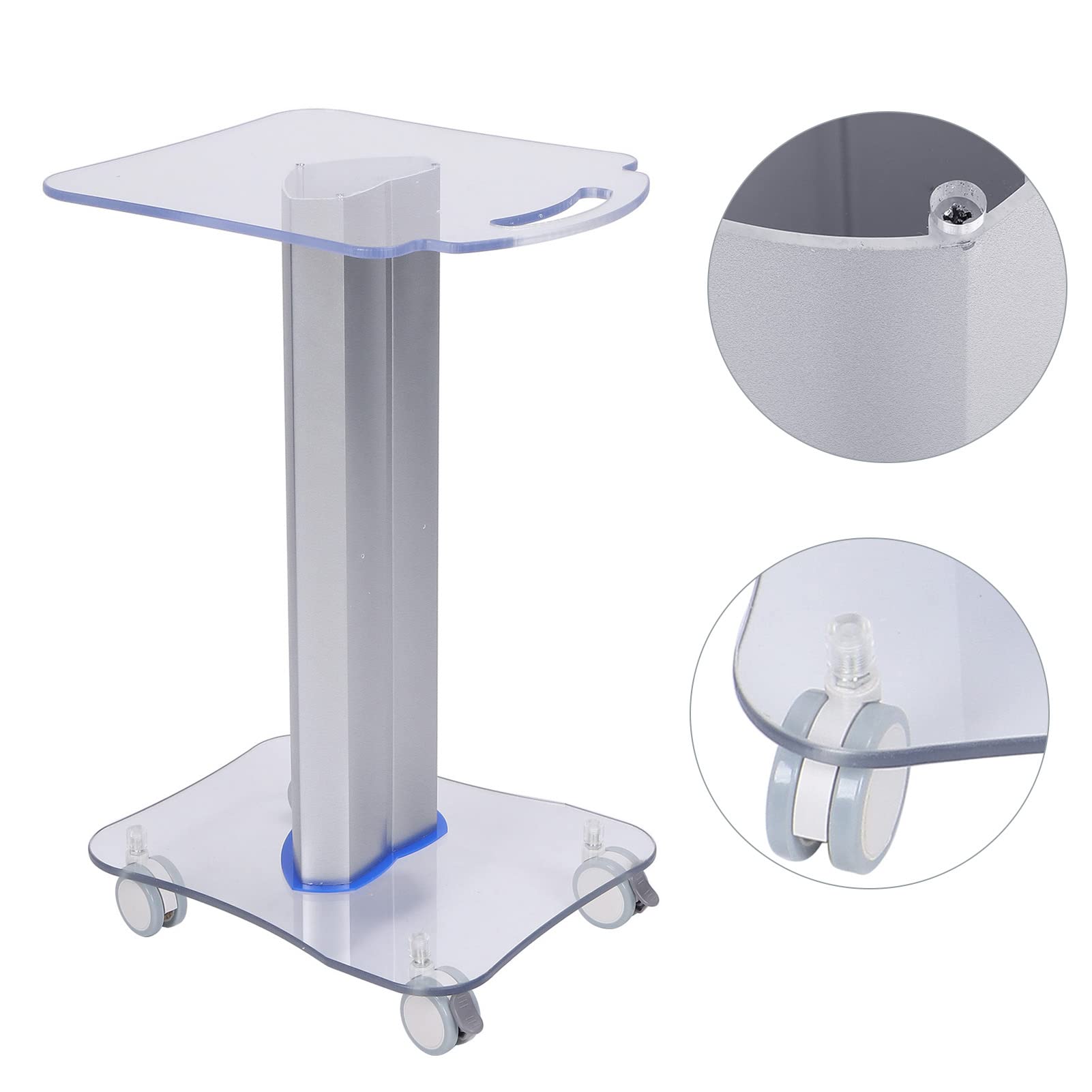Pongnas Carrello per Salone di Bellezza in Plexiglass, Carrello a 4 Ruote con Maniglia Ergonomica e Vassoio Portaoggetti, per Uso Domestico o in Salone