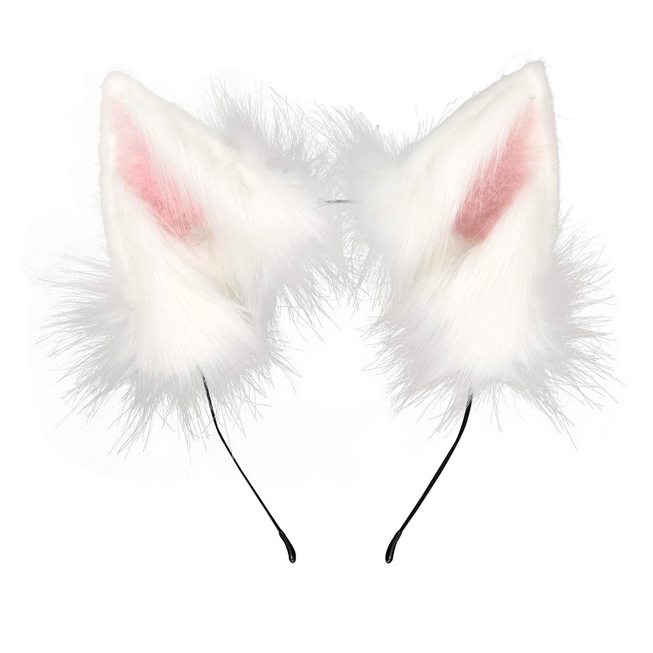 QinRuanFox Cat Long Fur Ears Hair Headwear Wolf Animal Anime Halloween Cosplay Costume