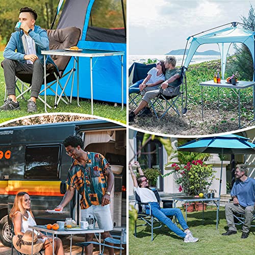 Fundango Folding Table, Portable Picnic Camping Table, Reinforced Steel Frame Folding Card Table With Handle, Easy To Carry And Clean, Great For Outdoor Beach Bbq Backyard, Black #TOP4