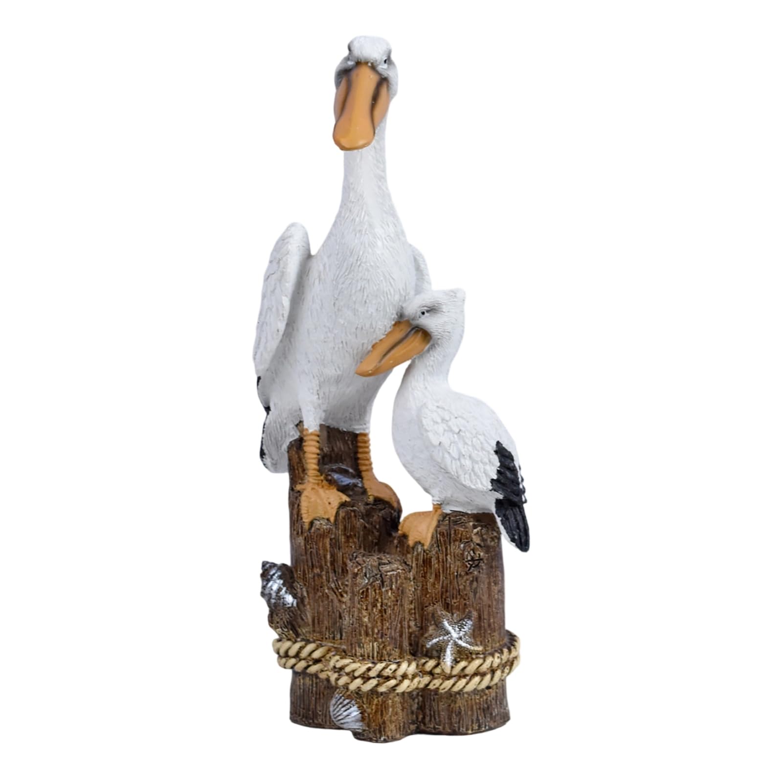 Pasisuu Coastal Resin Ornament Set – Pelican Seagull Seahorse Figurines, Nordic Seaside Tabletop Decor for Living Room Shelf A