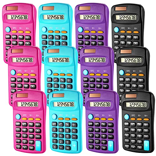 12 Pack Pocket Size Mini Calculator Basic Calculators for Students...