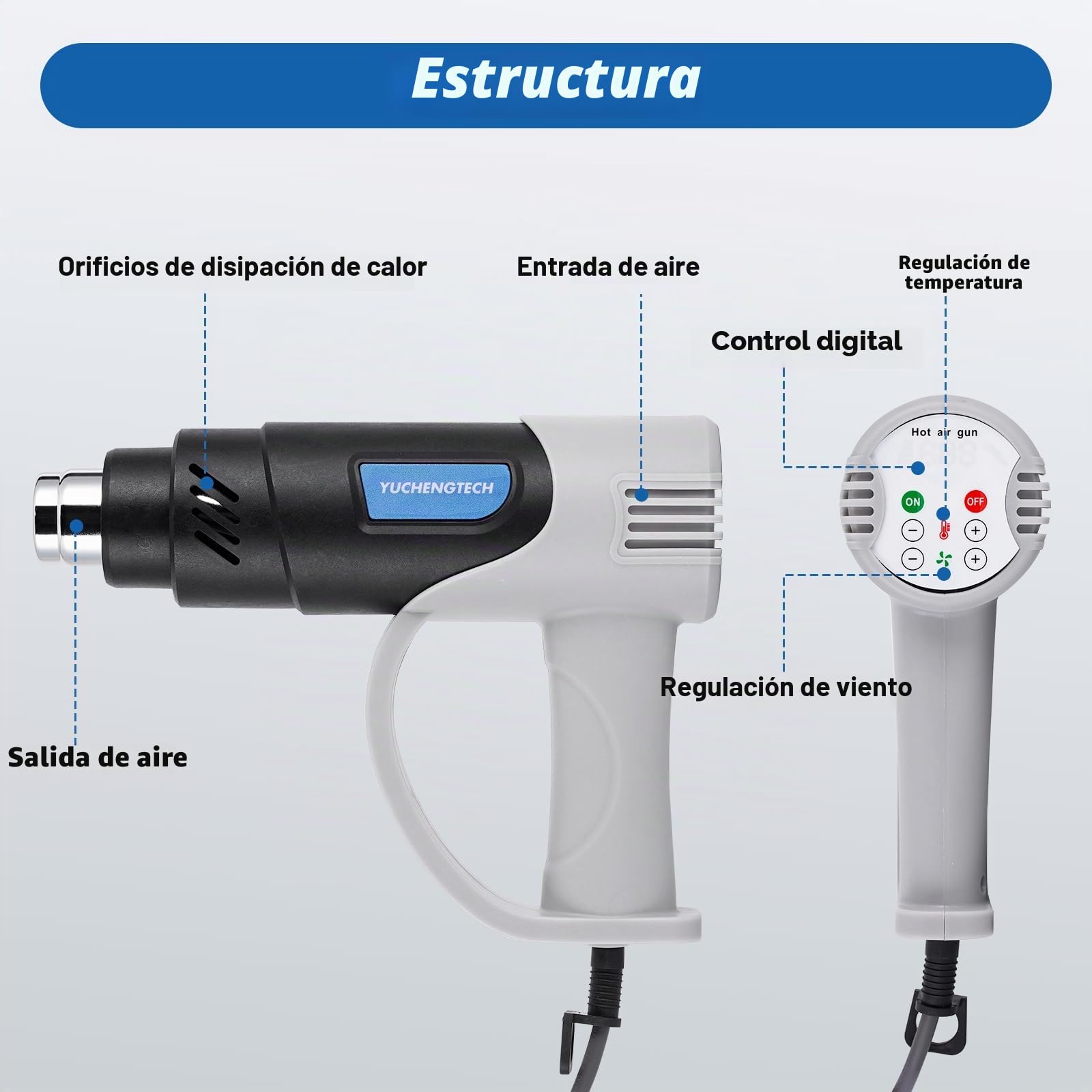 YUCHENGTECH Encoladora de Cantos Manual Portátil Encoladora de Cantos Termofusible 50-600℃ Temperatura Ajustable para 0-60 mm Cinta Tapacantos Adhesiva Termofusible