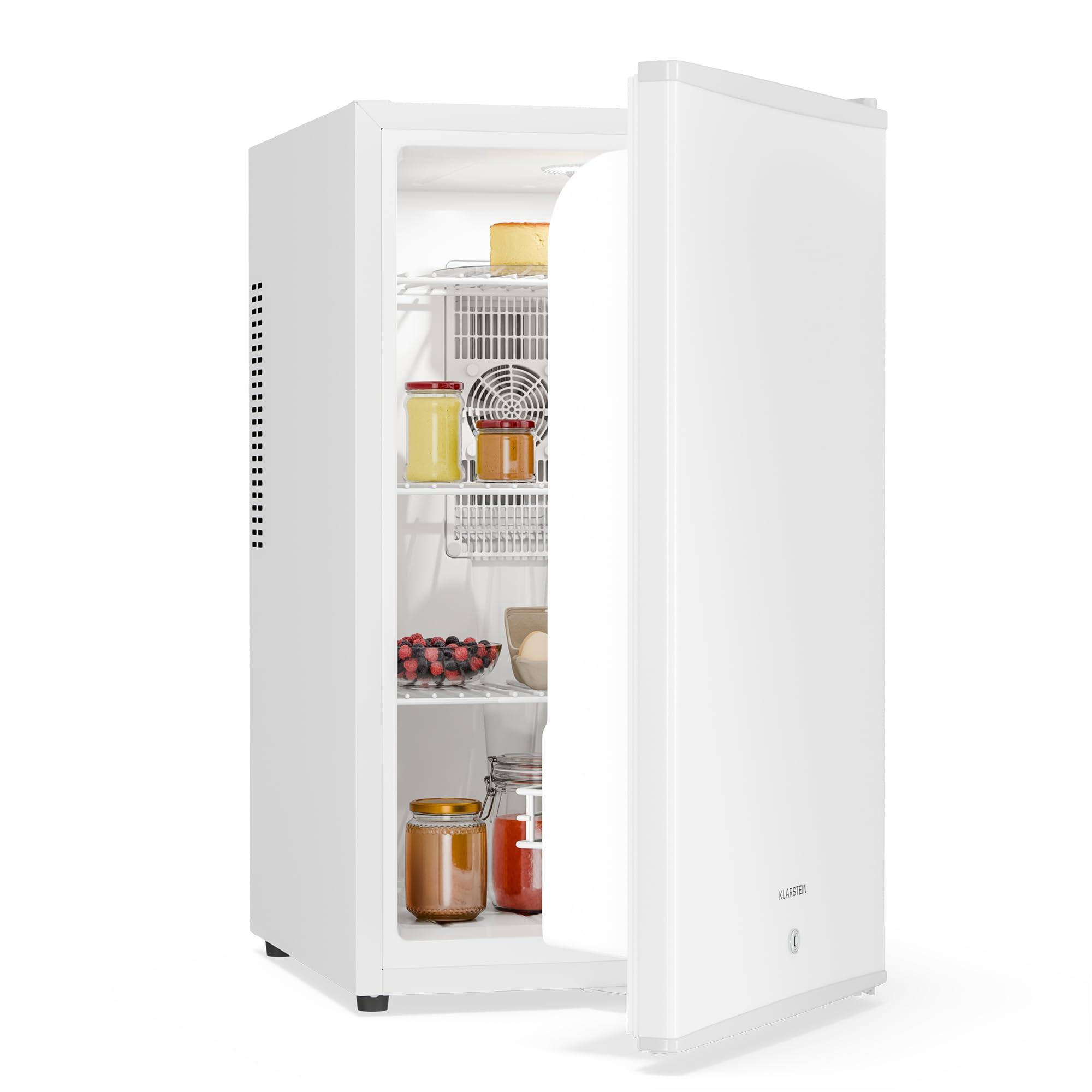 Klarstein Nevera, Mini nevera con puerta de cristal, 68L Mini para bebidas, snacks y cosméticos, pequeña y silenciosa, Estantes regulables, pequeña para el cuidado de la piel