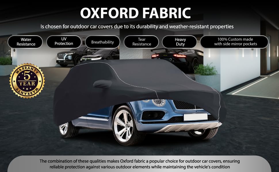 Image of Premium Outdoor Covers for Bentley Bentayga Luxury SUV All Weather Protection UV rain Snow dust Dirt and Other Elements, Real Oxford Material with Cotton Liner (Bentayga - Outdoor)