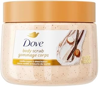 Dove Vanilla Sugar & Shea Butter Body Scrub Exfoliates and Deeply Nourishes for Smooth, Radiant Skin 15 oz