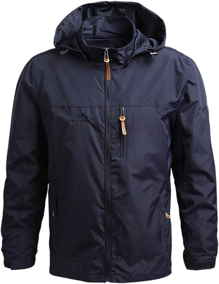 HARGLESMAN Men’s Lightweight Windbreaker Jacket Water Resistant Shell Outdoor Hooded Coat