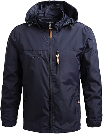HARGLESMAN Mens Lightweight Windbreaker Jacket Water Resistant Shell Outdoor Hooded Coat